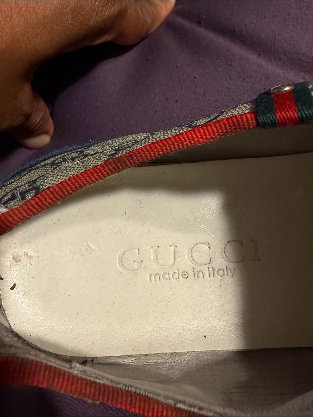 Gucci Blue and Red Trim Canvas Trainer men barely worn